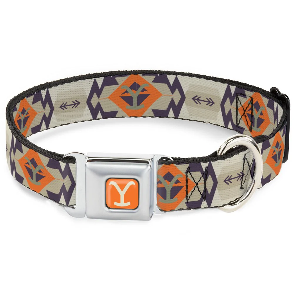 Yellowstone Y Logo Weathered Tribal Seatbelt Buckle Dog Collar
