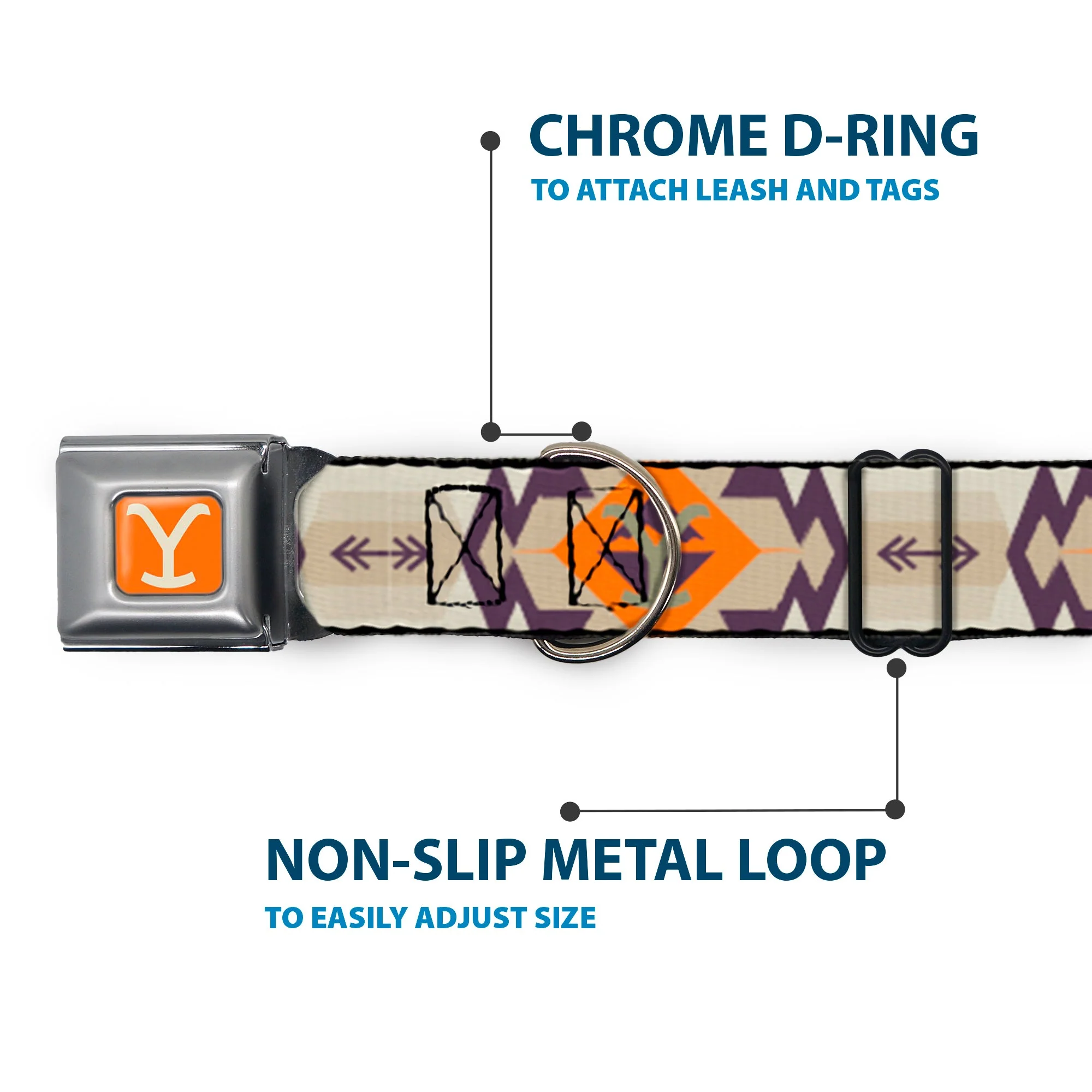 Yellowstone Y Logo Weathered Tribal Seatbelt Buckle Dog Collar - Image 5