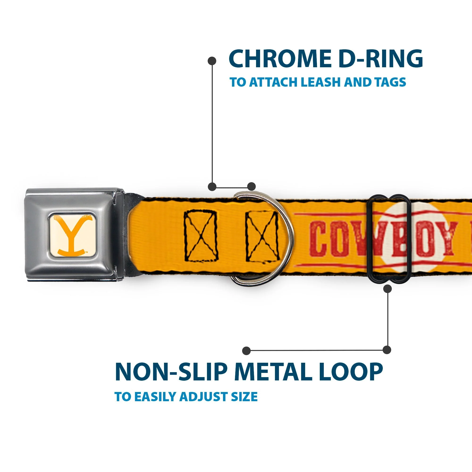 Yellowstone Y Logo Weathered Seatbelt Buckle Dog Collar - Image 5