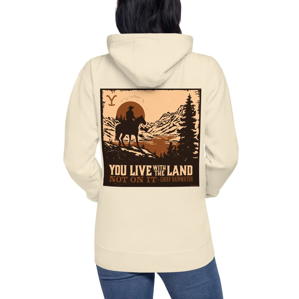Yellowstone You Live With The Land Unisex Premium Hoodie - Image 3